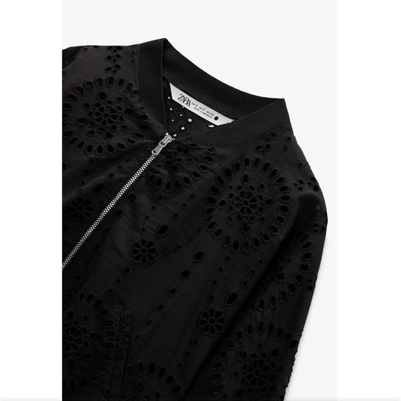 NWOT ZARA EMBROIDERED EYELET BOMBER - Picture 6 of 6